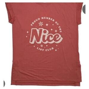 NWT LuLaRoe Holiday Leah Drop Shoulder Cuff Tunic Proud Member Nice List Size M